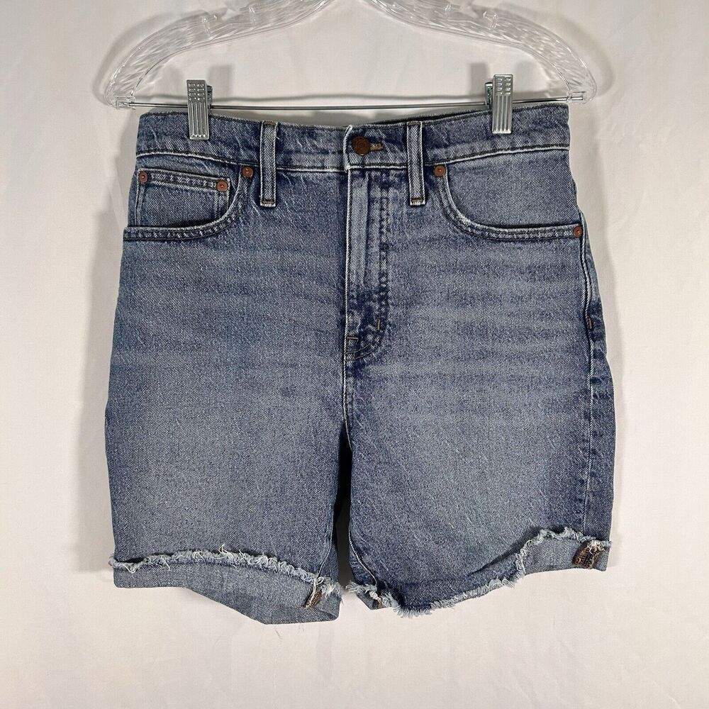 Madewell Cut Off Jean Shorts Women's 27 Medium Wash Denim High Rise Mid-Length